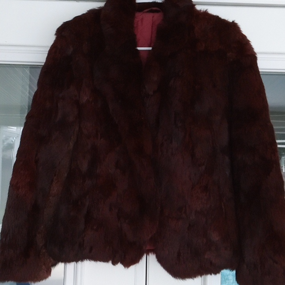 Burgundy rabbit fur jacket 🧥